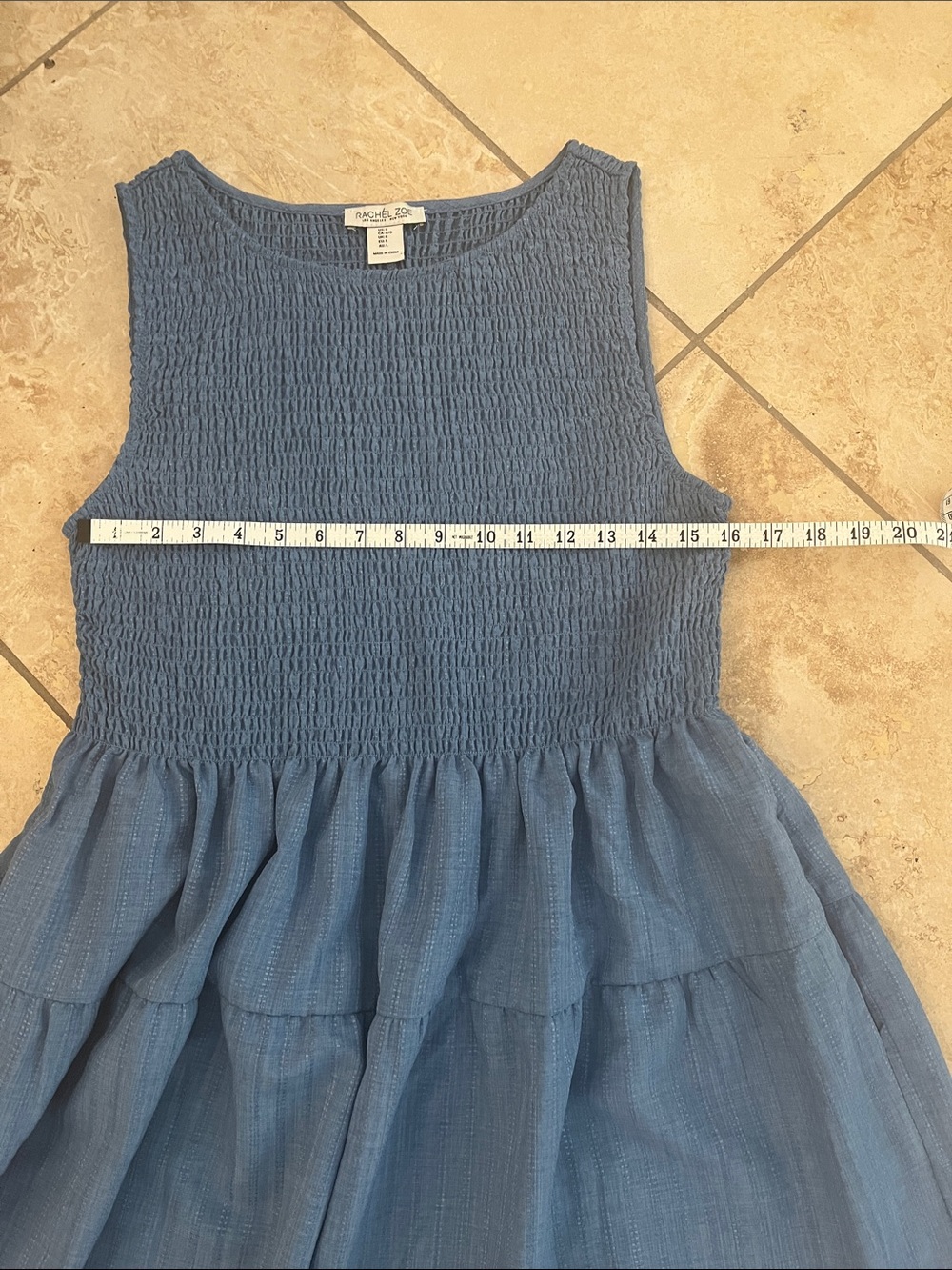 NWOT Rachel Zoe Cosima Blue Smocked Bodice Tiered Sundress L - Picture 6 of 8